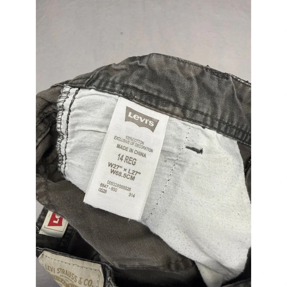 Levis Boys Camo Cargo Pants Grey Charcoal Straight Leg Size 14 Reg 27x27